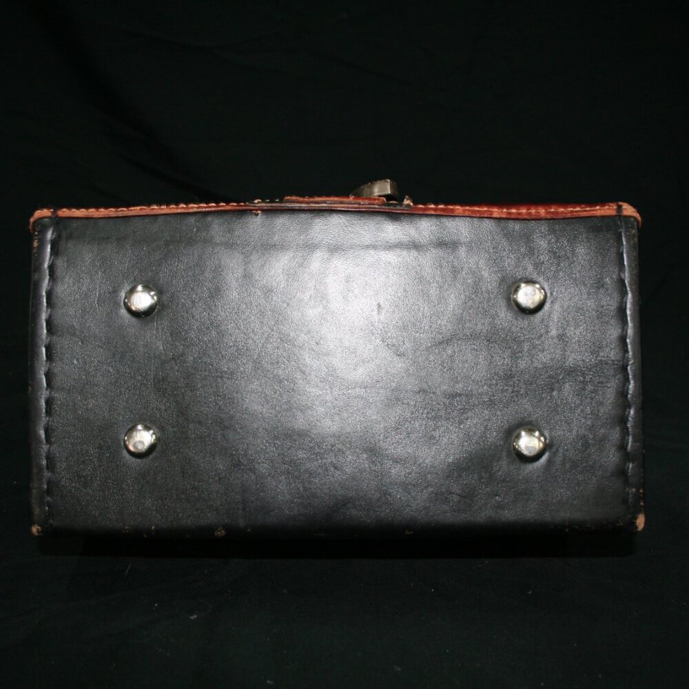 Vintage American West Black & Brown Tooled Doctors Bag - Picture 6 of 7